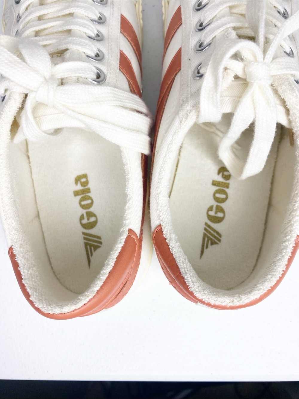 Gola Tennis Mark Cox Canvas Sneaker Off White Hot Coral Size 7 - Picture 6 of 9